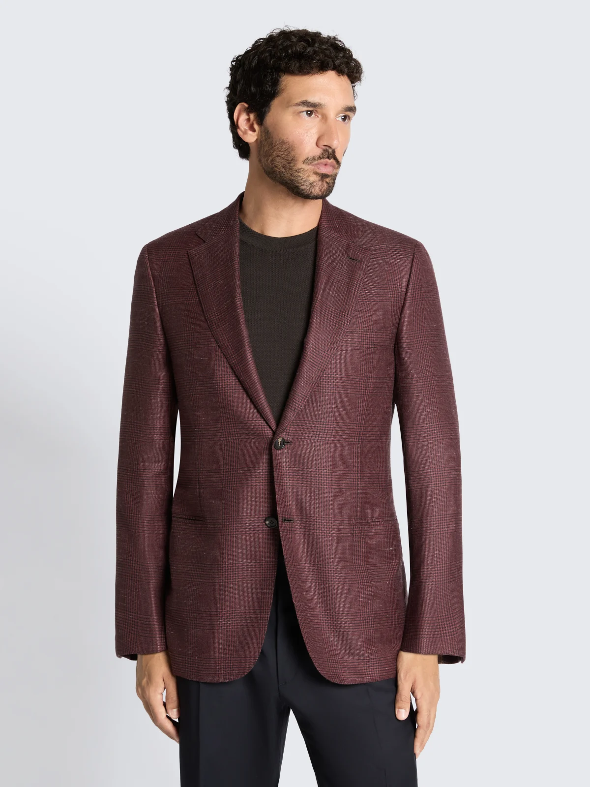 Blazer Bordeaux họa tiết glen plaid - Brioni, ảnh chi tiết cùng mẫu