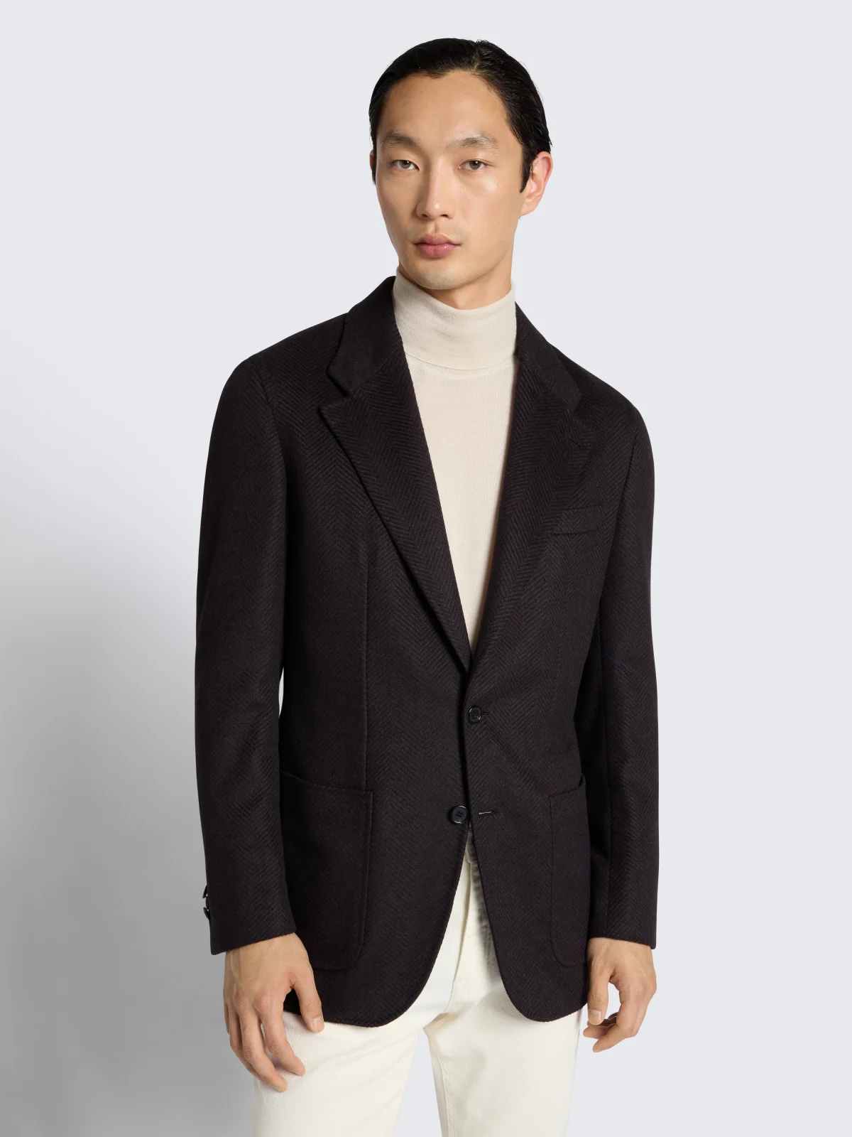Áo khoác nâu họa tiết herringbone - Brioni, ảnh chi tiết cùng mẫu