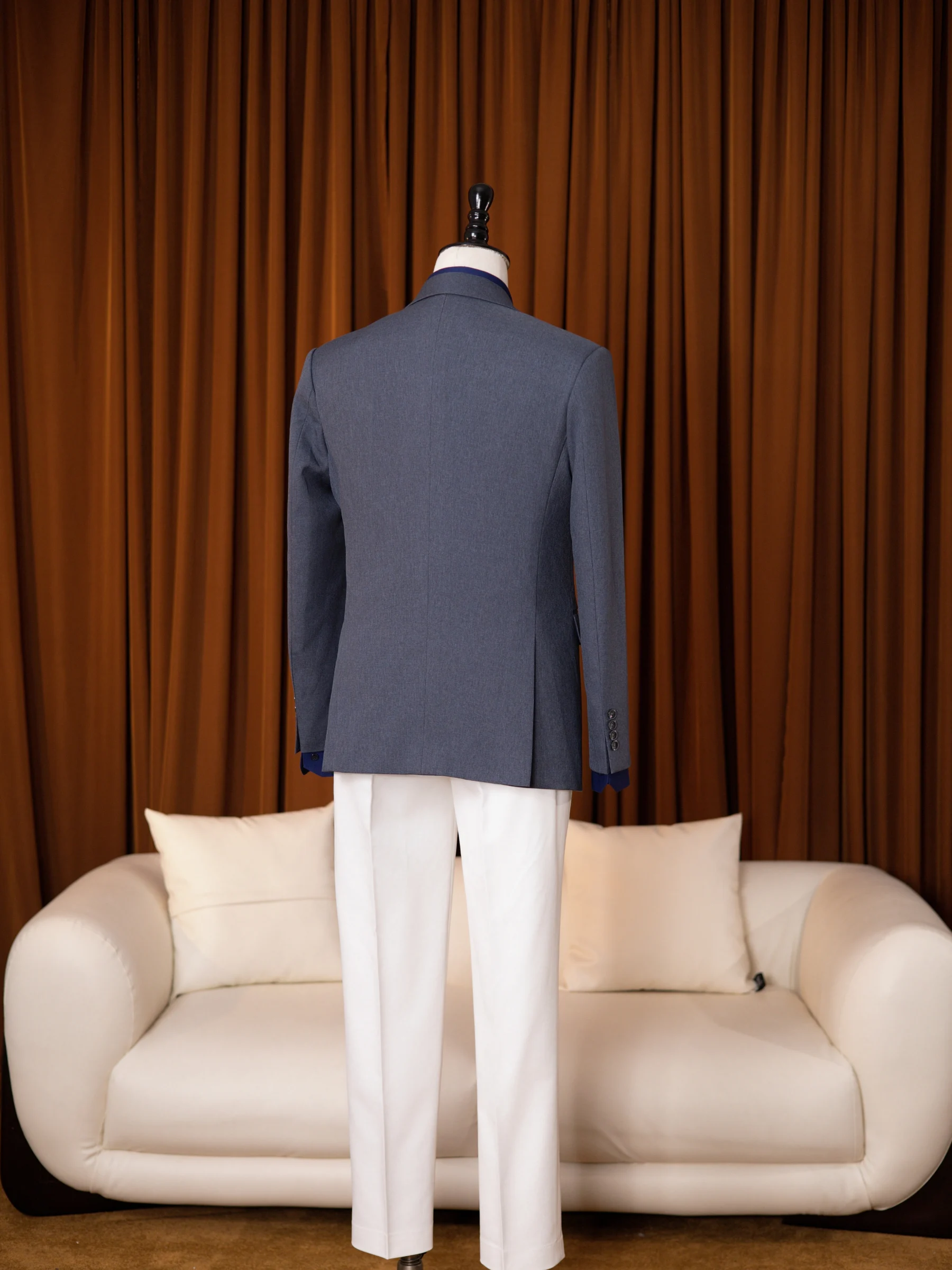 Blazer Xám Xanh Cổ Peak