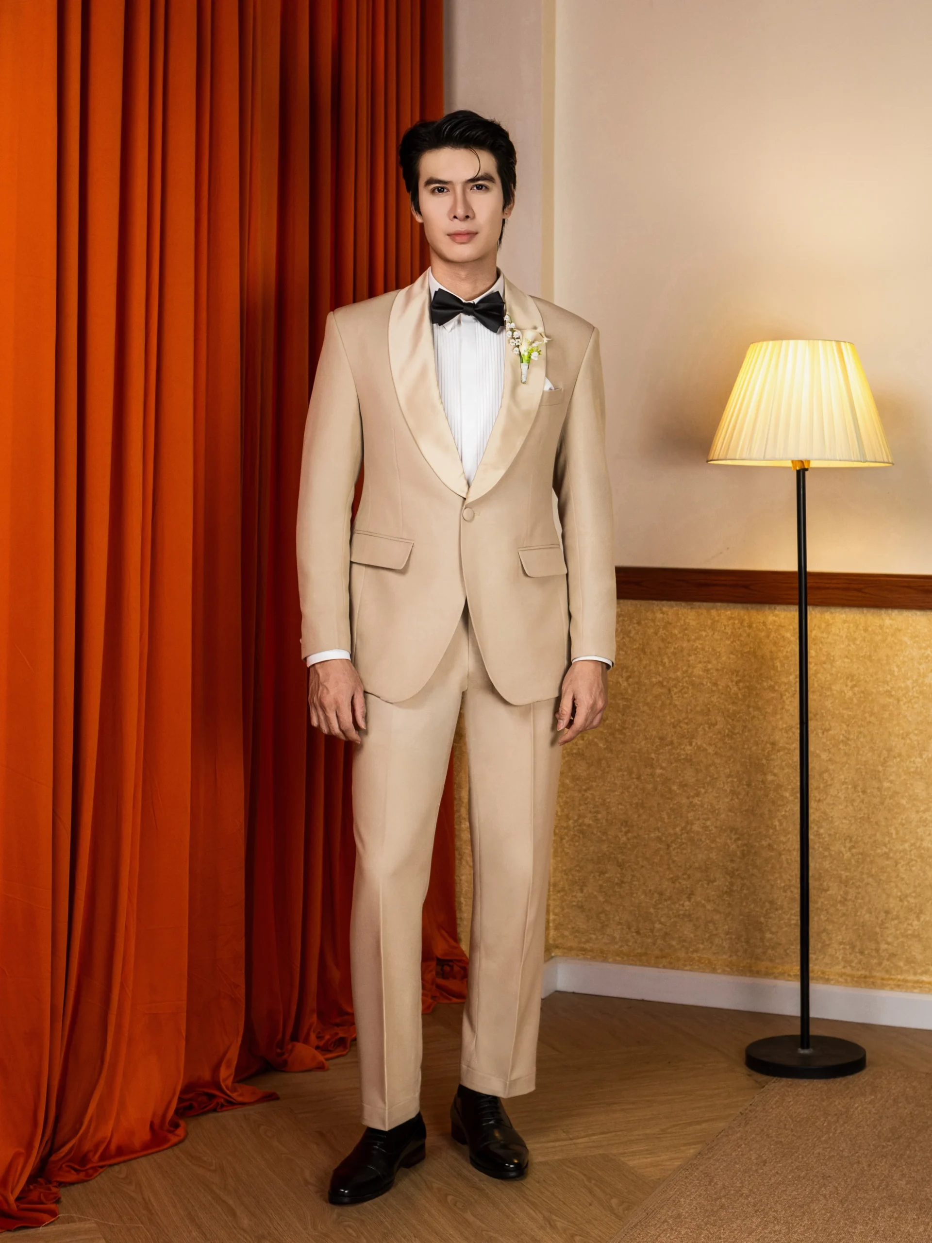 Bộ Suit Tuxedo Champagne Satin